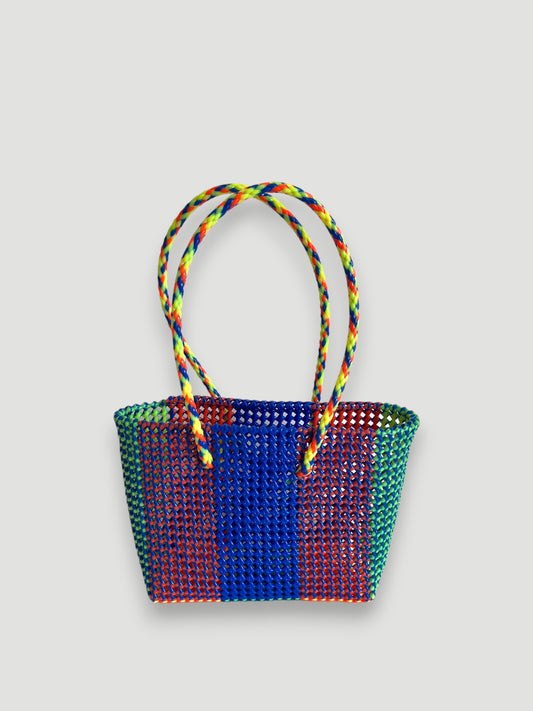 No. 396M - Hand-braided basket bag - medium - multicoloured