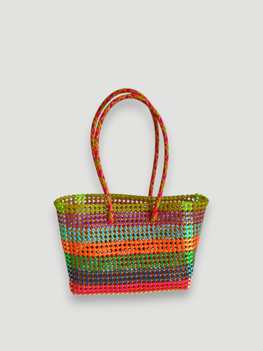 No. 399M - Hand-braided basket bag - medium - multicoloured