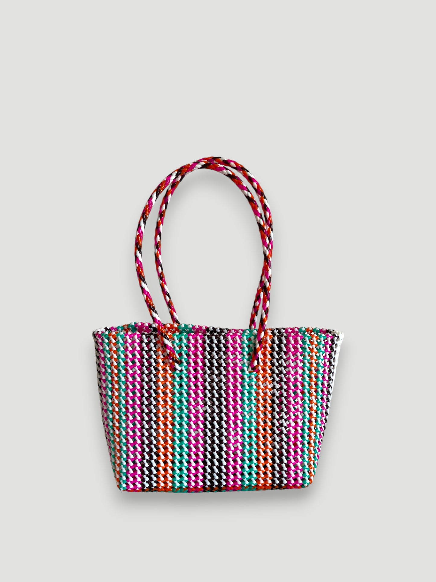 N°401M - SAC PANIER TRESSÉ MAIN - MOYEN - multicolors