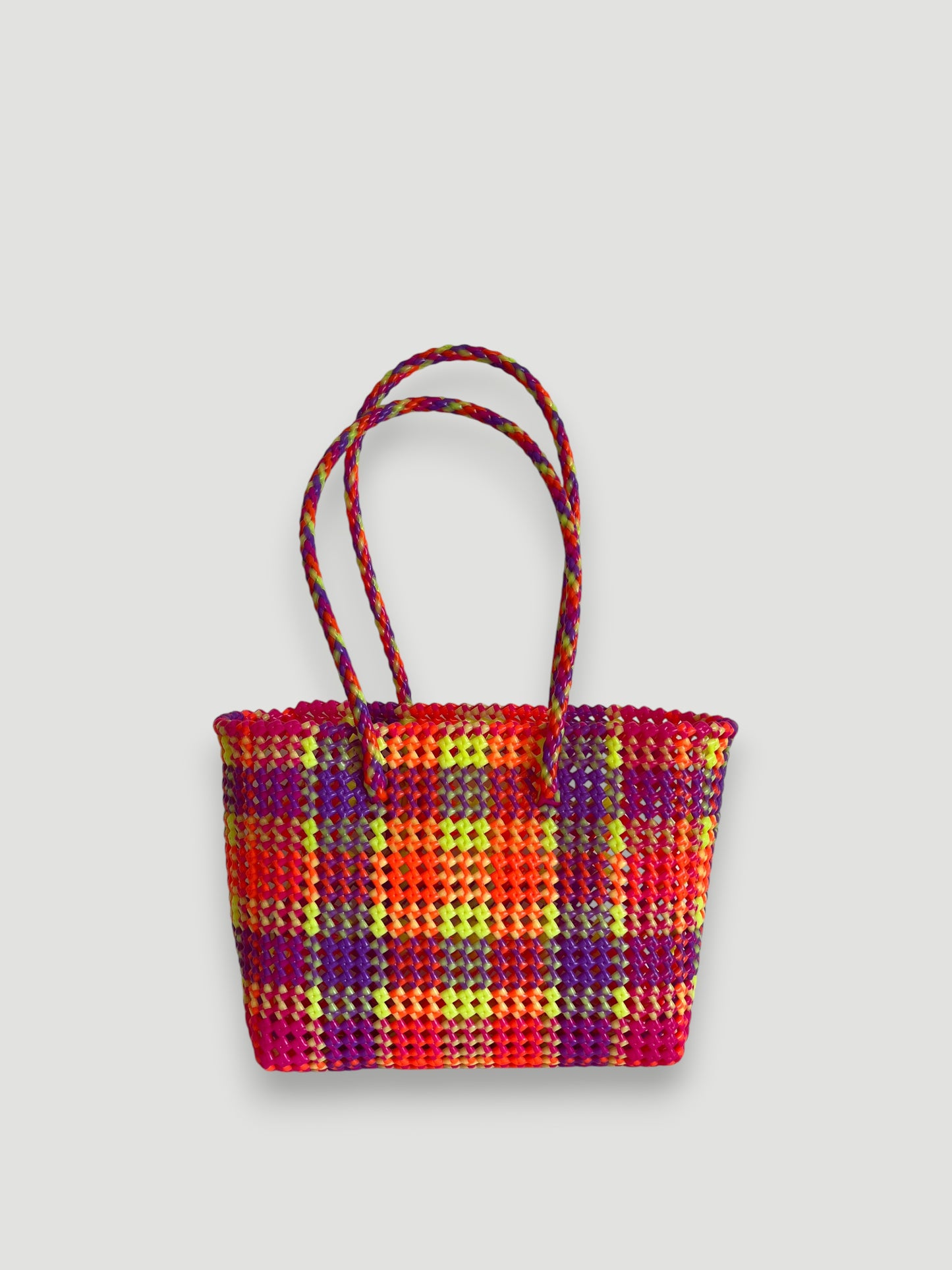 N°402M - SAC PANIER TRESSÉ MAIN - MOYEN - multicolors