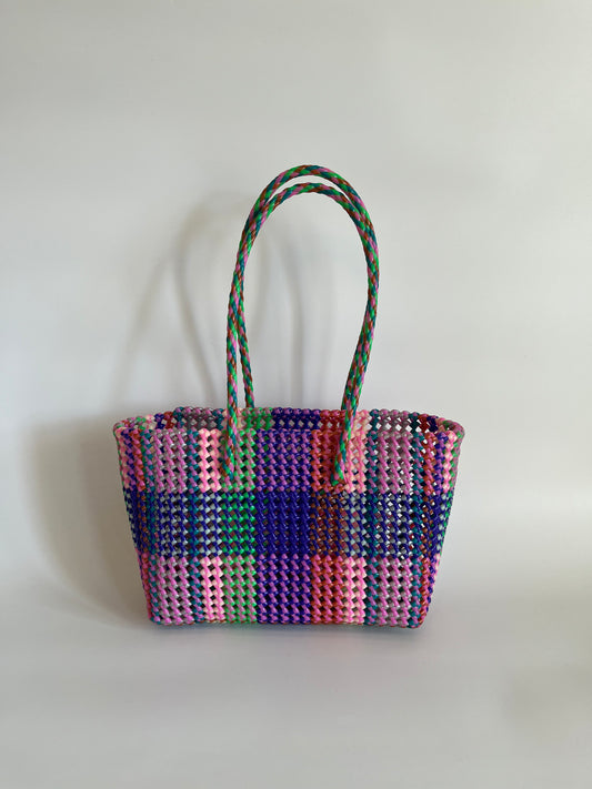 N°326M - SAC CABAS TRESSÉ MAIN - MOYEN - multicolors