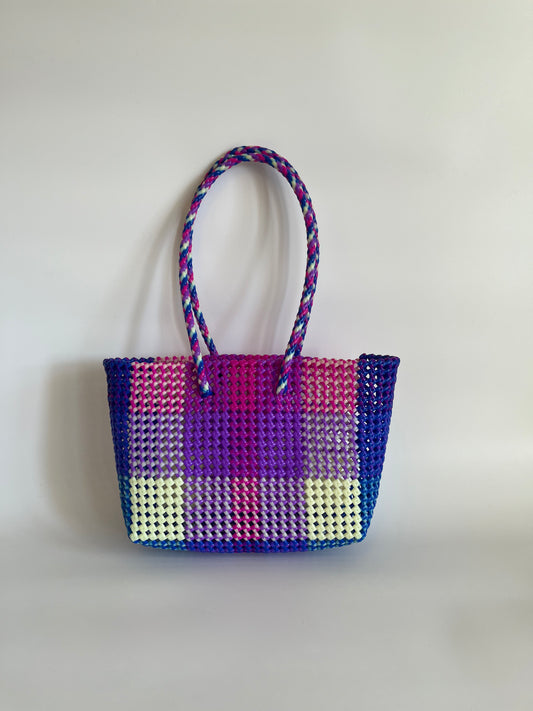 N°330M - SAC CABAS TRESSÉ MAIN - MOYEN - multicolors