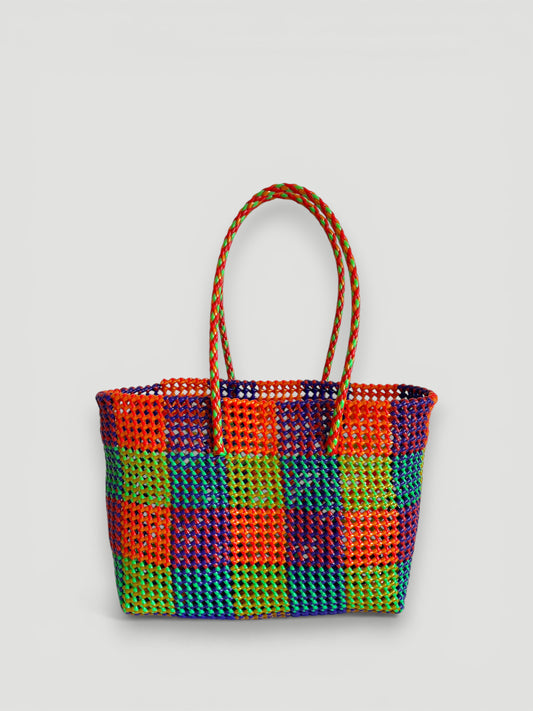 N°403L - SAC PANIER TRESSÉ MAIN - GRAND - multicolors