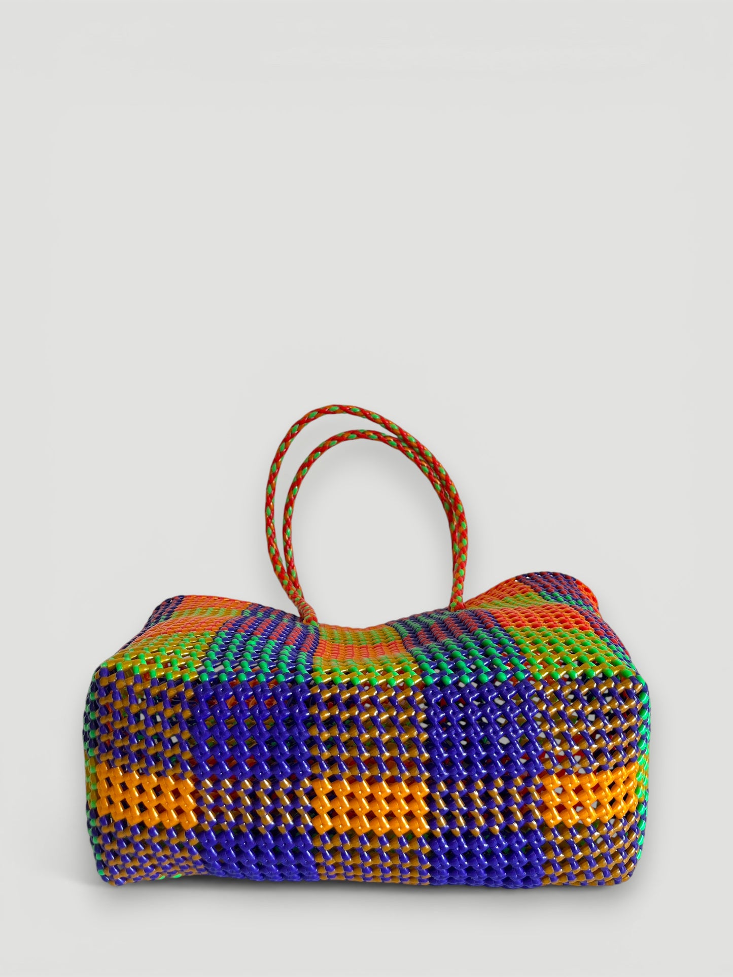 N°403L - SAC PANIER TRESSÉ MAIN - GRAND - multicolors