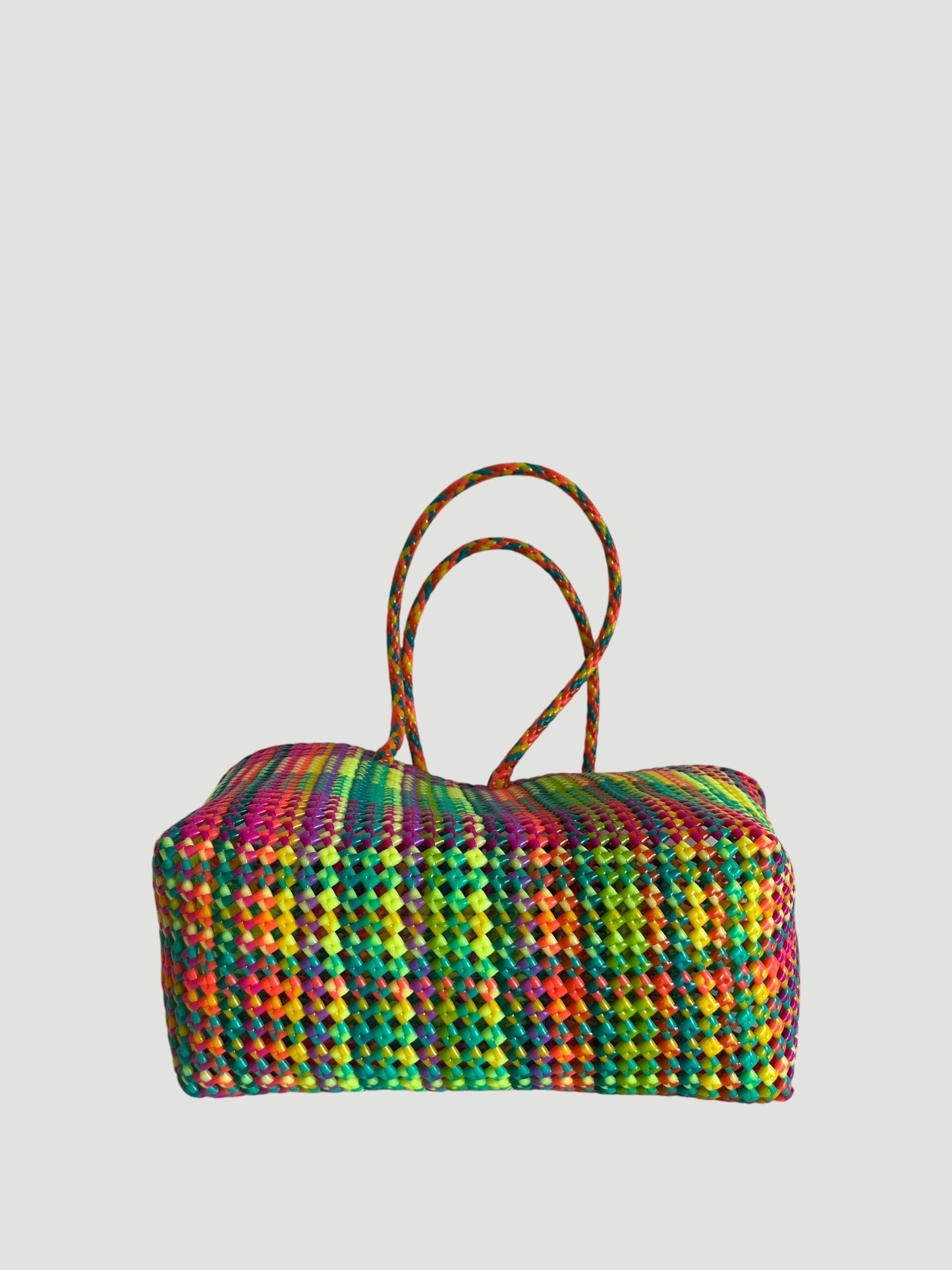 N°404L - SAC PANIER TRESSÉ MAIN - GRAND - multicolors