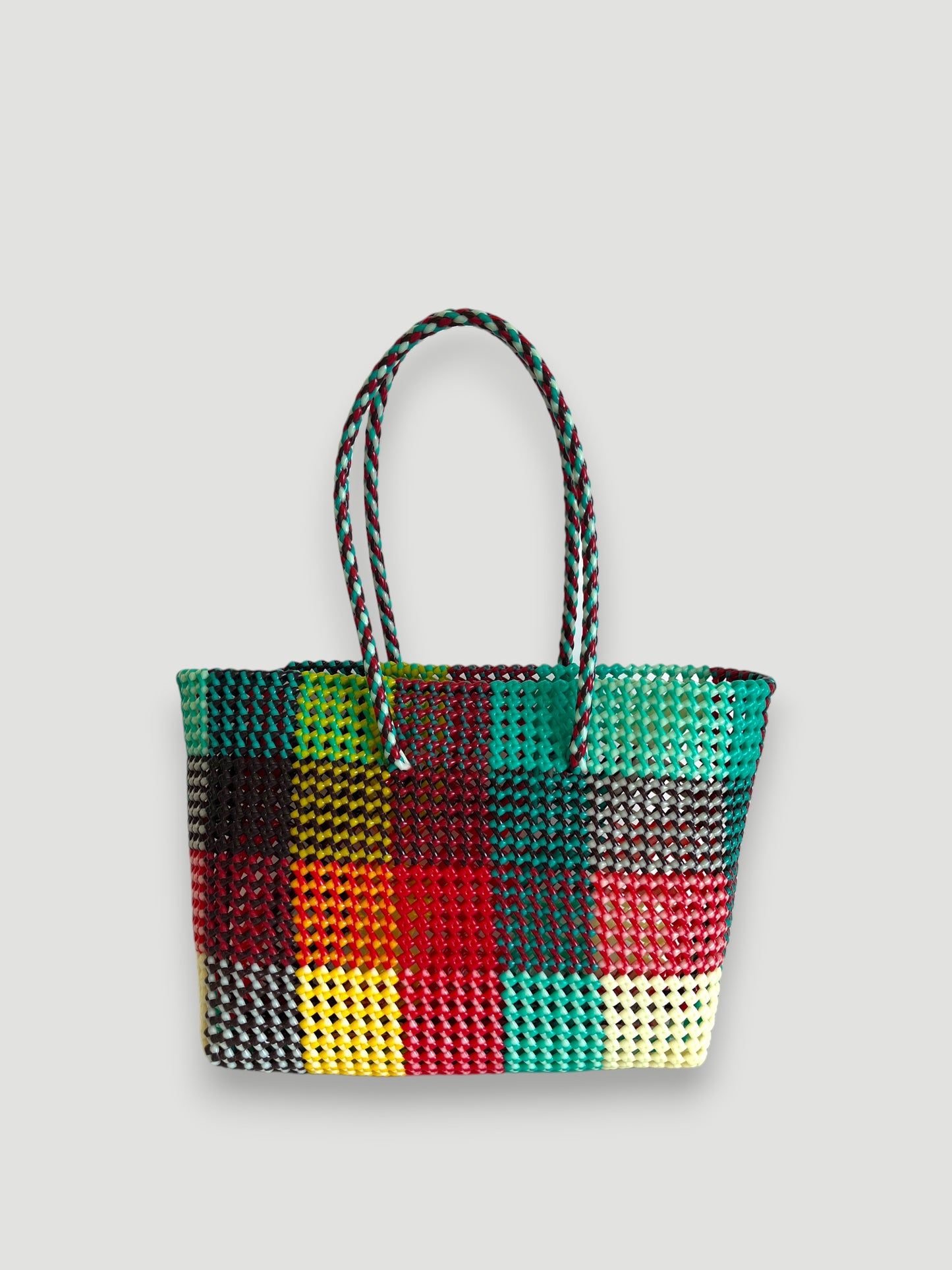 N°405L - SAC PANIER TRESSÉ MAIN - GRAND - multicolors