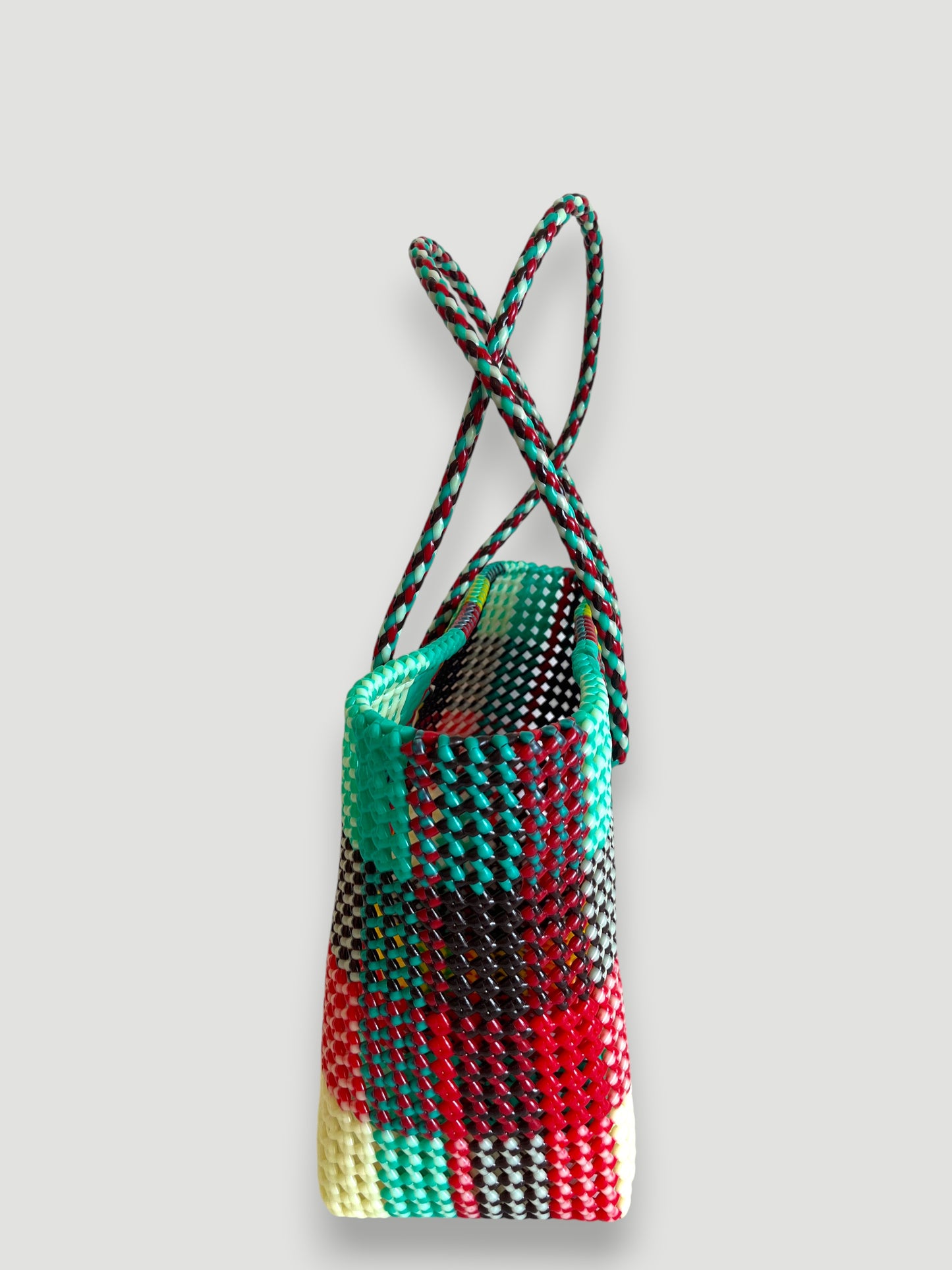 N°405L - SAC PANIER TRESSÉ MAIN - GRAND - multicolors