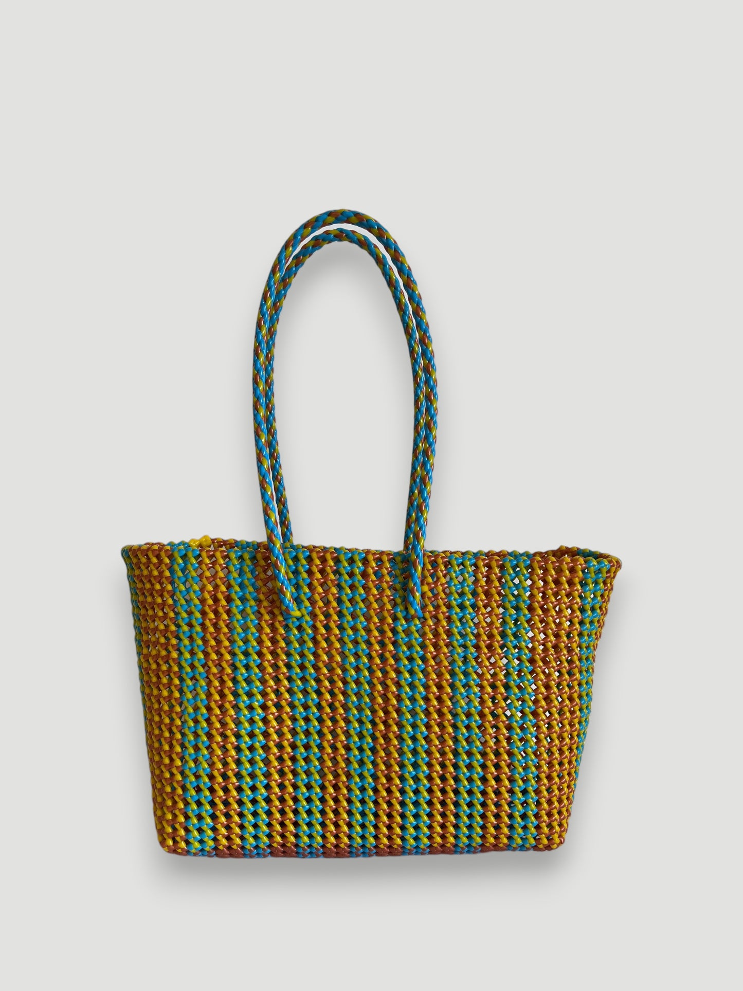 N°407L - SAC PANIER TRESSÉ MAIN - GRAND - multicolors