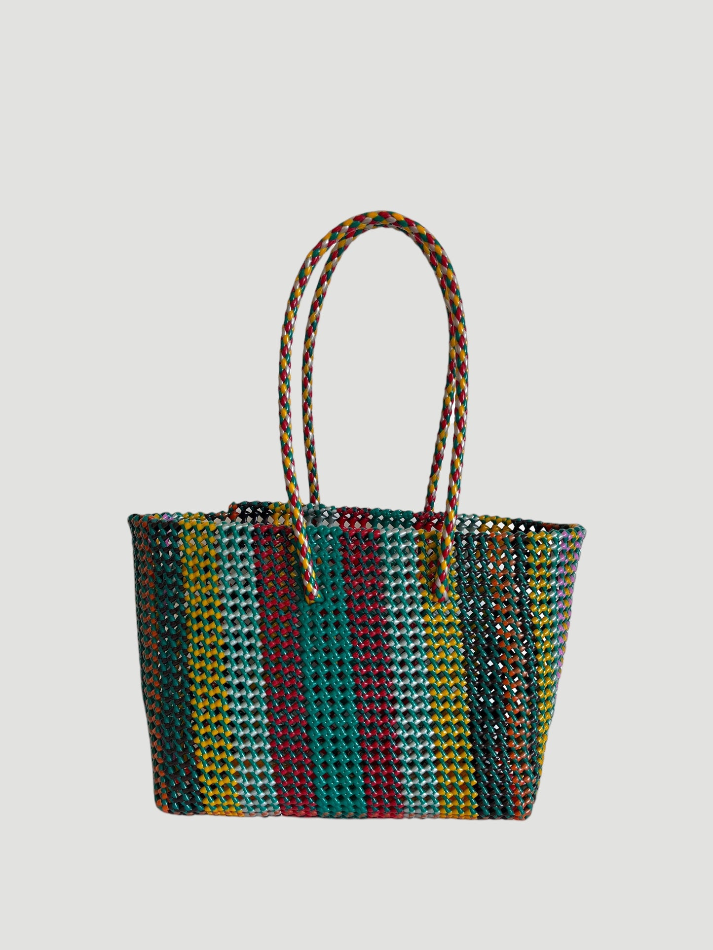 N°408L - SAC PANIER TRESSÉ MAIN - GRAND - multicolors