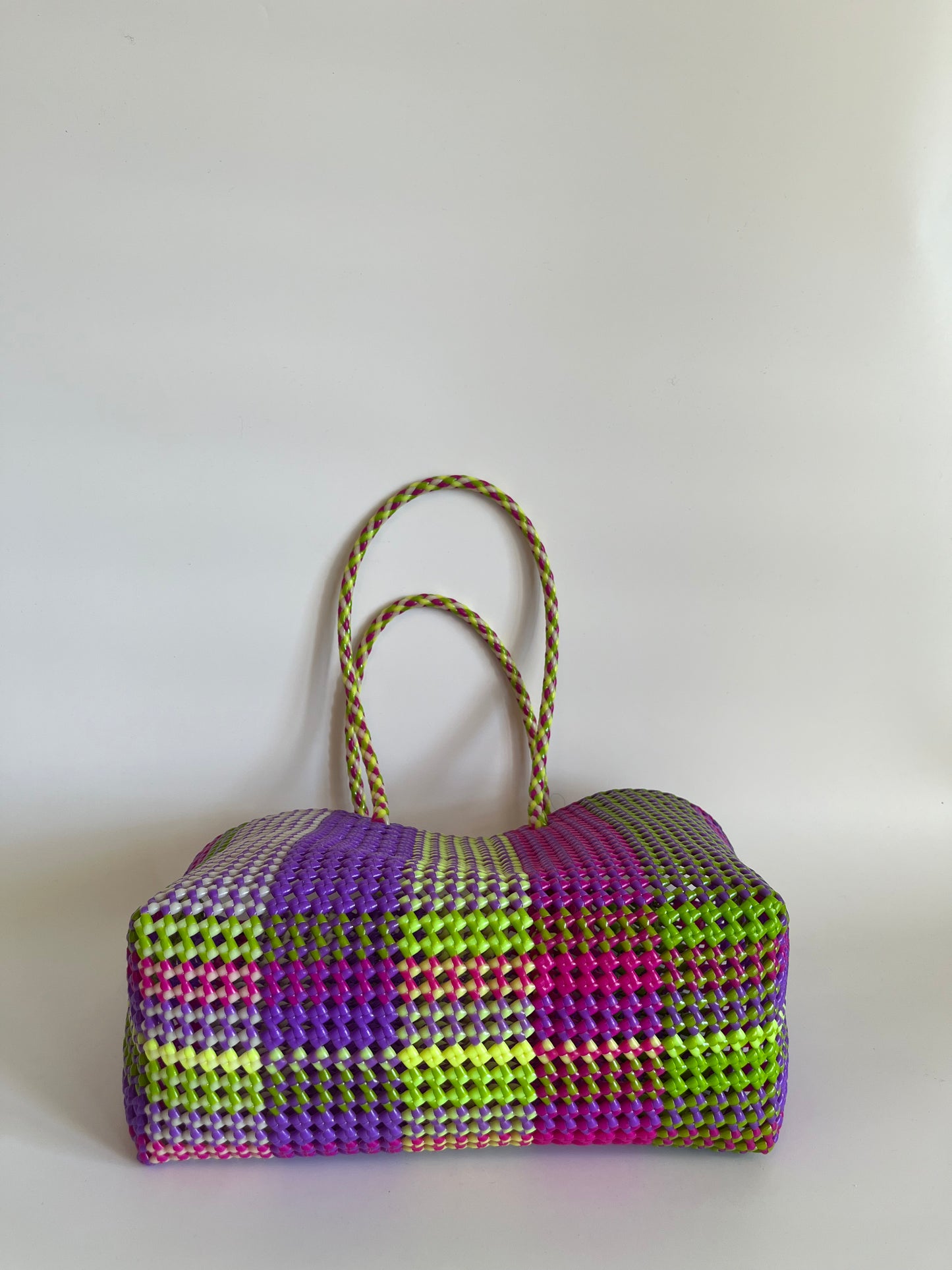 N°409L - SAC CABAS TRESSÉ MAIN - GRAND - multicolors