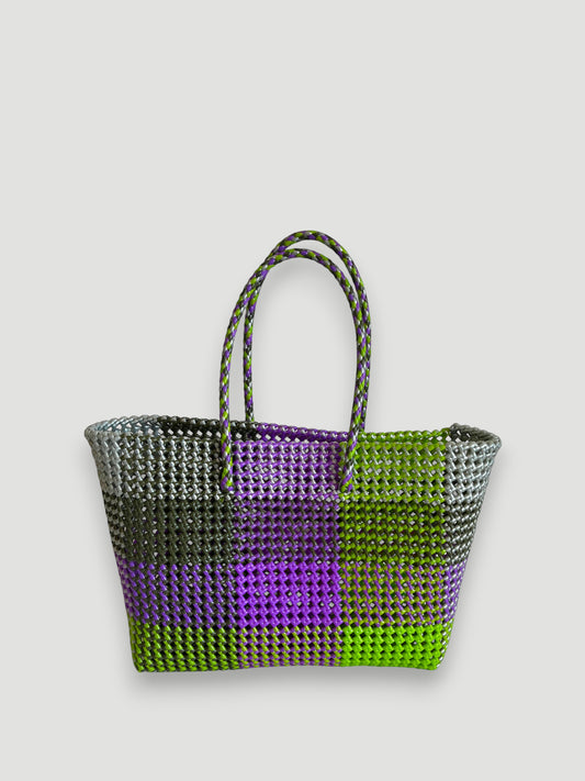 N°310L - SAC PANIER TRESSÉ MAIN - GRAND - multicolors