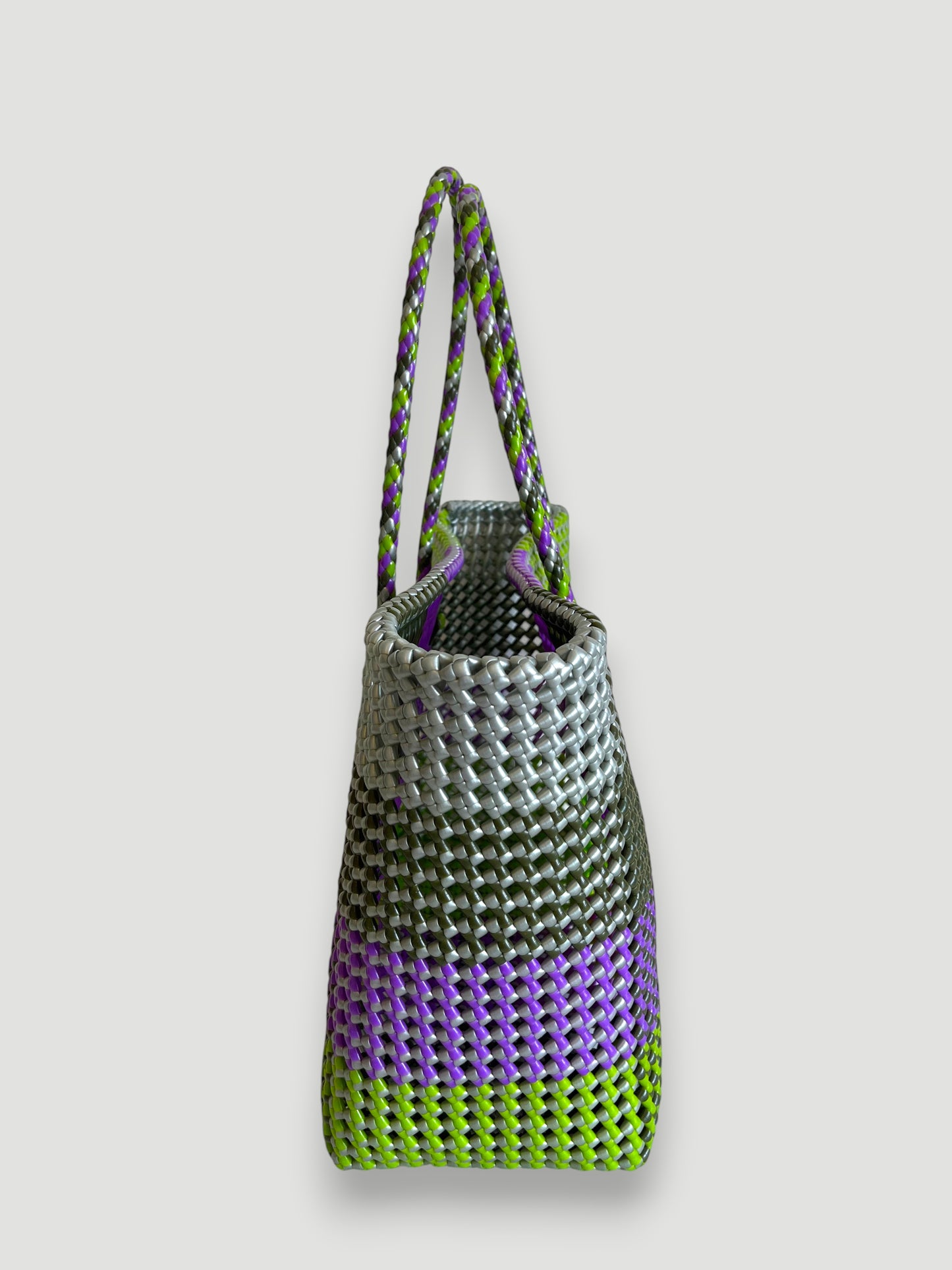 N°310L - SAC PANIER TRESSÉ MAIN - GRAND - multicolors