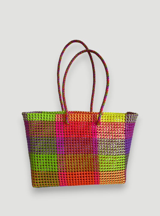 N°413XL - SAC PANIER TRESSÉ MAIN - MAXI - multicolors
