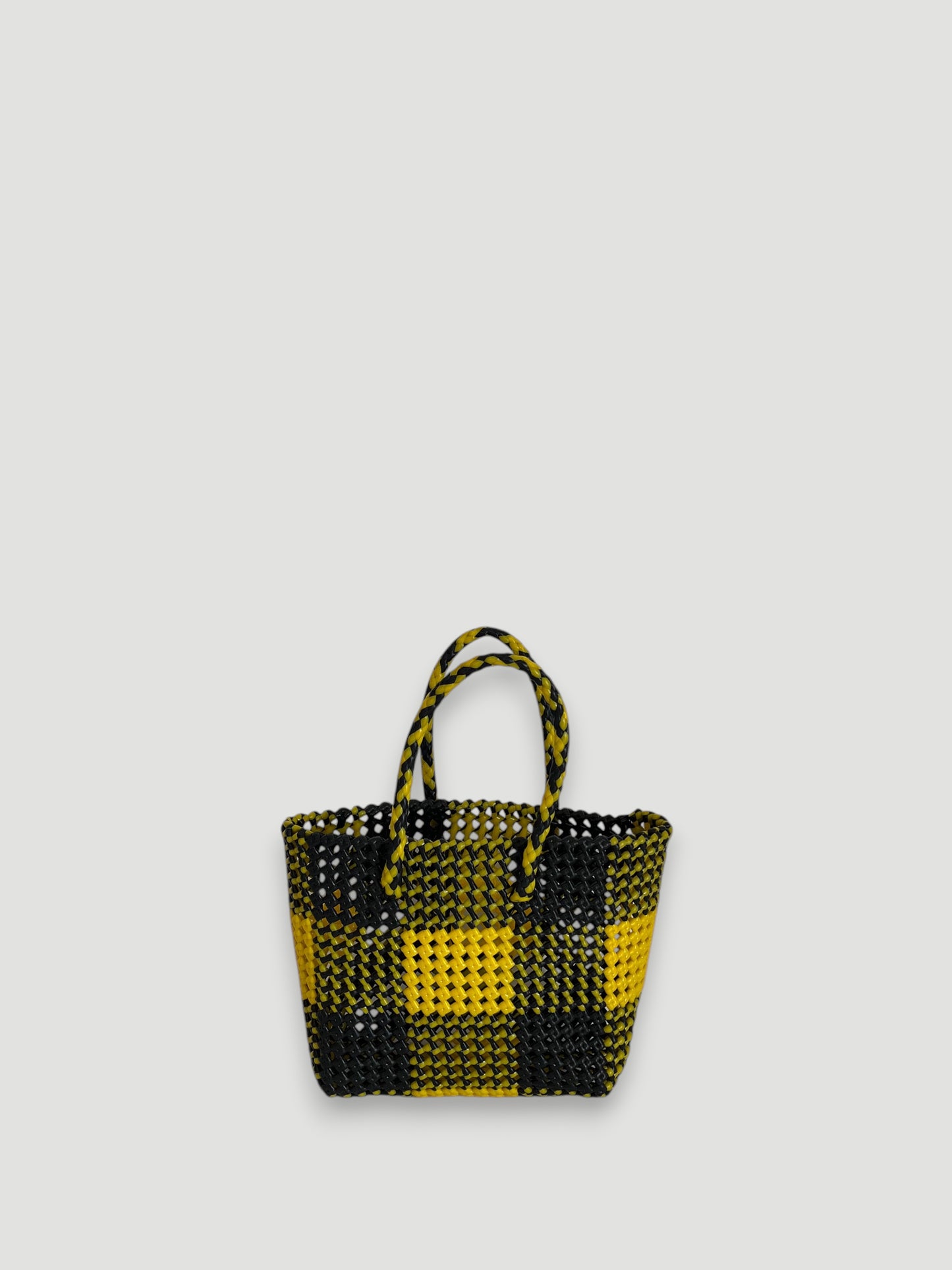 No. 57S - Hand-braided basket bag - small - yellow &amp; black
