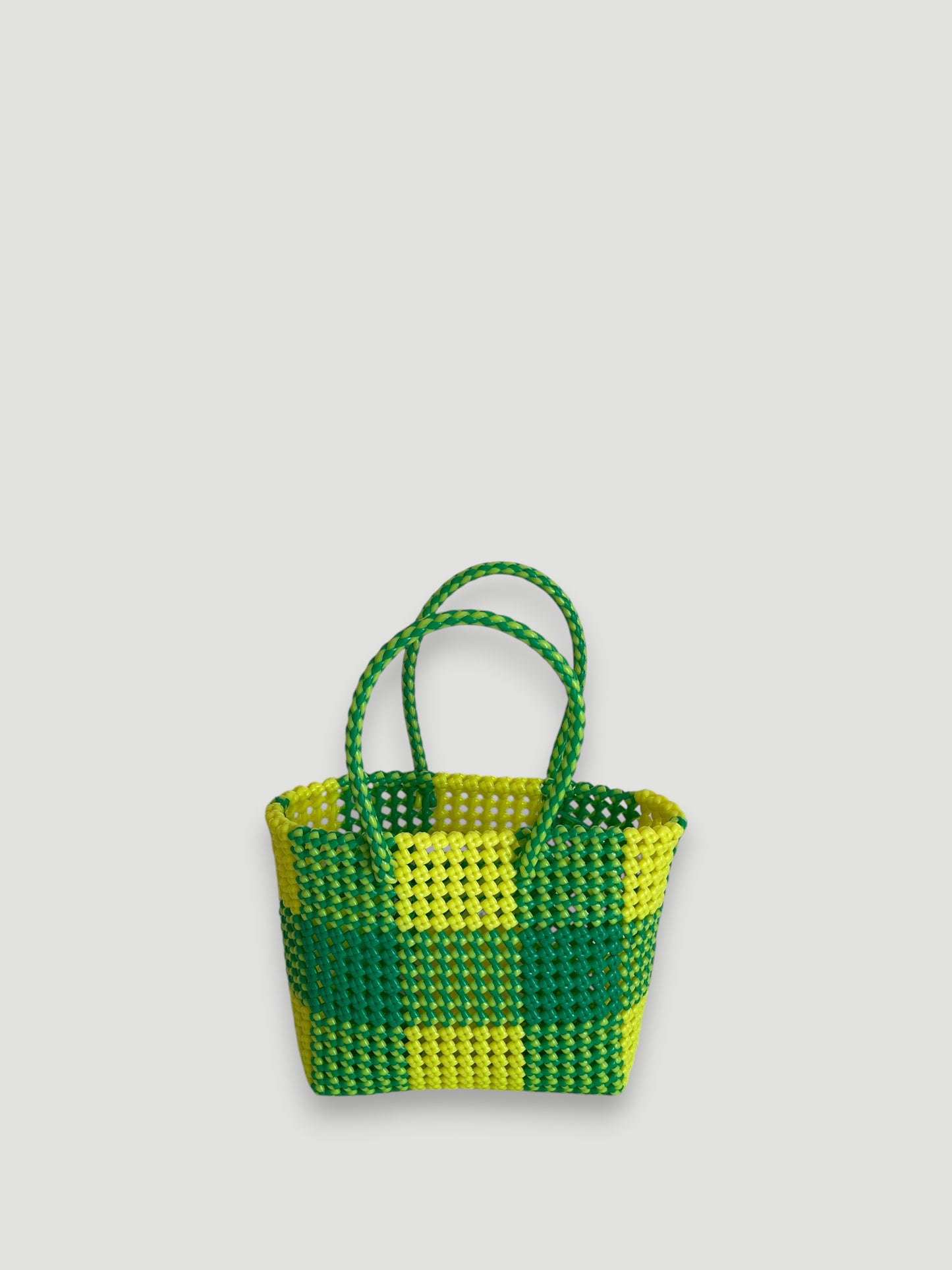 No. 29S - Hand-woven basket bag - small - neon yellow &amp; neon green