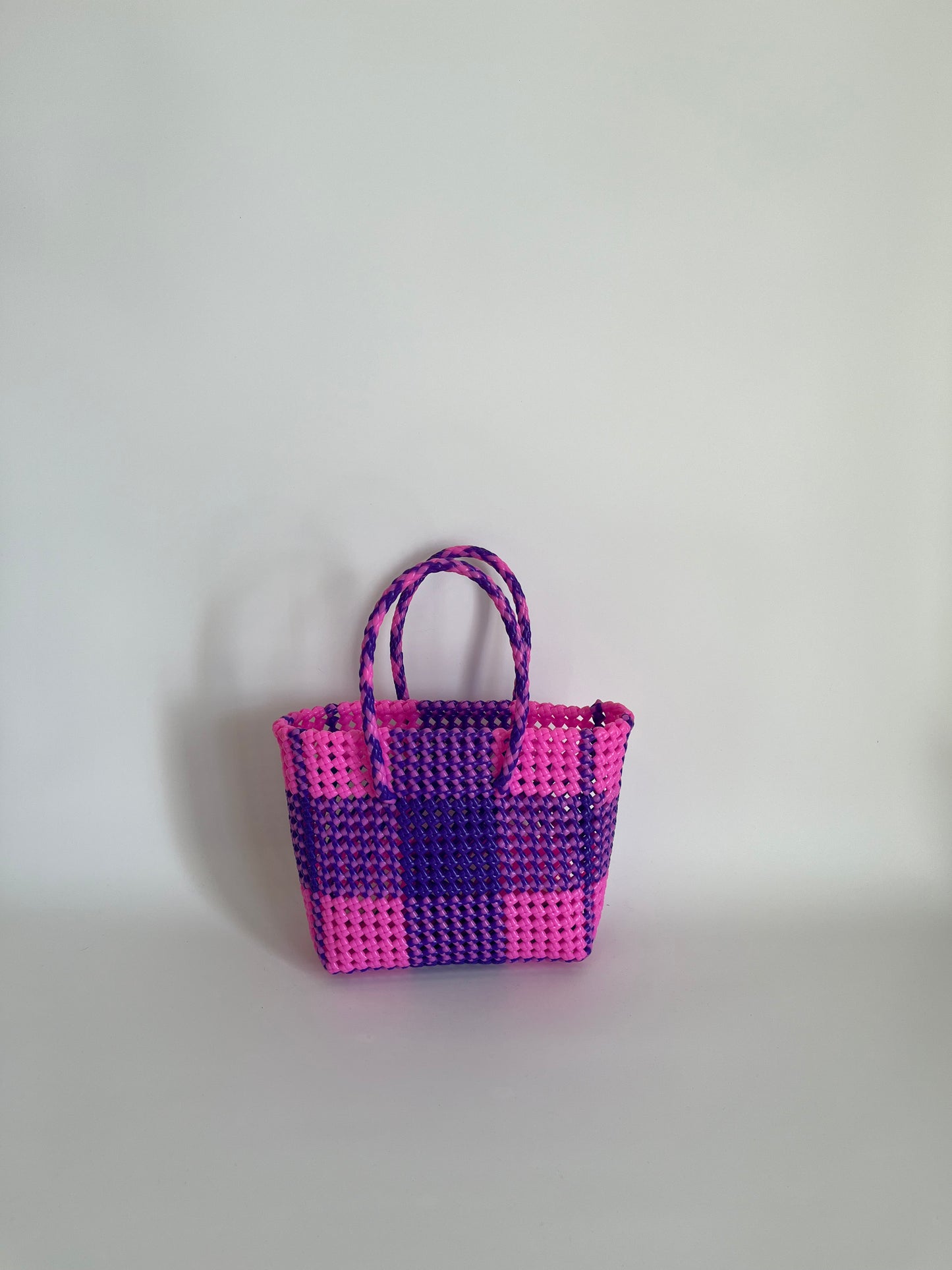 N°14S - SAC COLORÉ - PETIT - rose clair & violet foncé