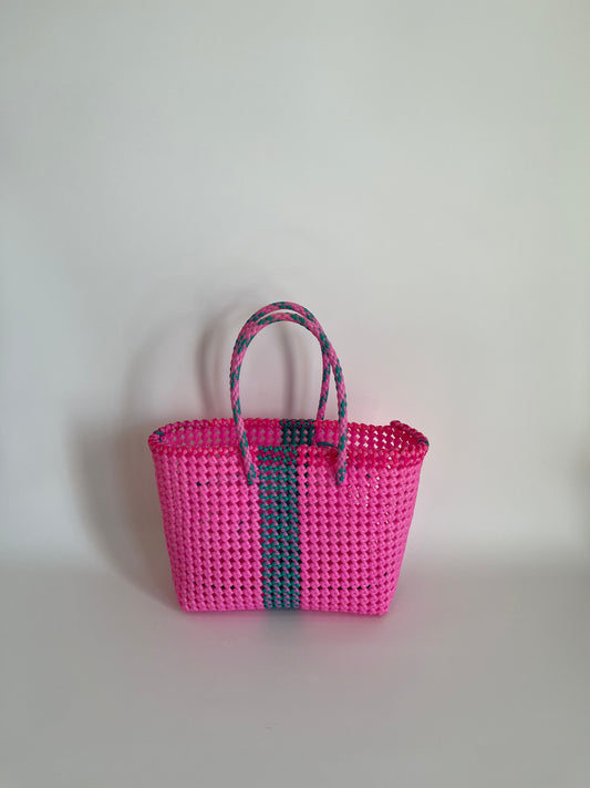 N°78M - SAC IMPARFAIT - MOYEN - rose clair & turquoise