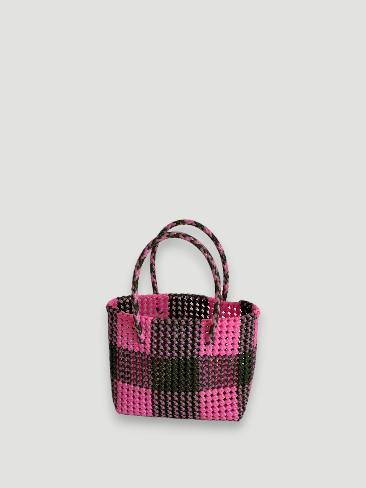 No. 23S bis - IMPERFECT BASKET BAG - SMALL - khaki &amp; light pink