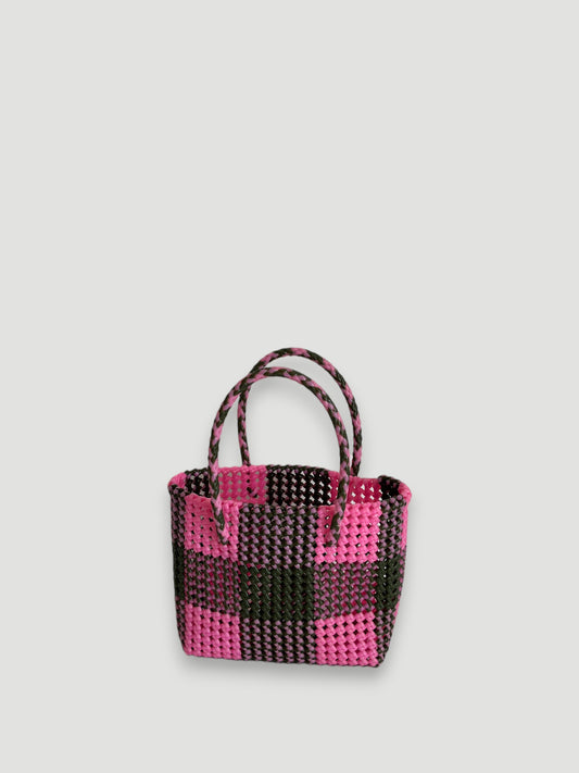 No. 23S bis - IMPERFECT BASKET BAG - SMALL - khaki &amp; light pink