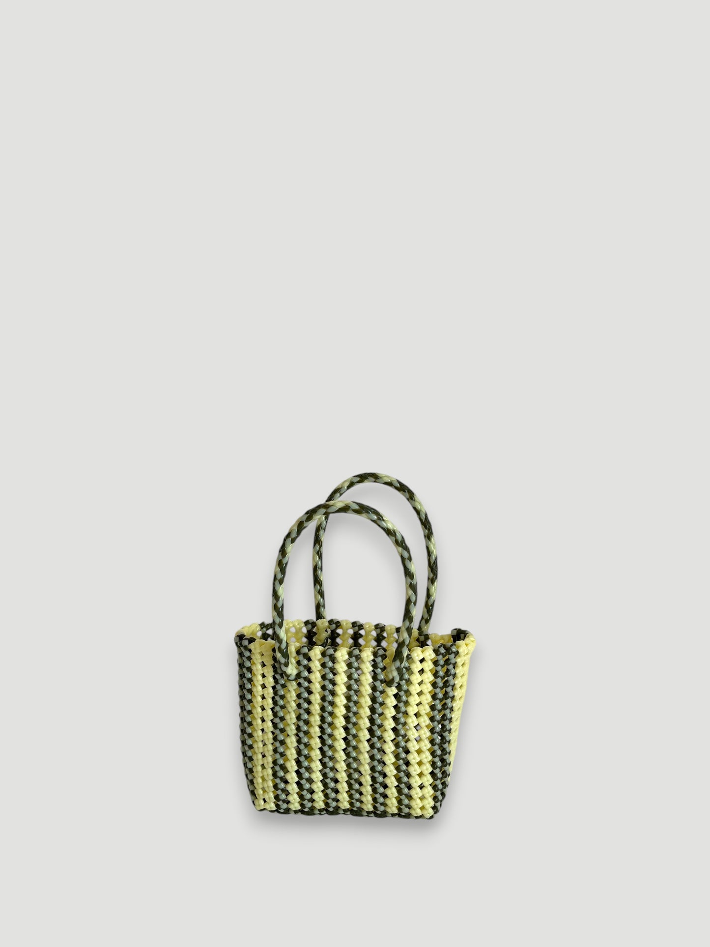 N°33XS - SAC PANIER TRESSÉ MAIN - MINI - kaki & écru