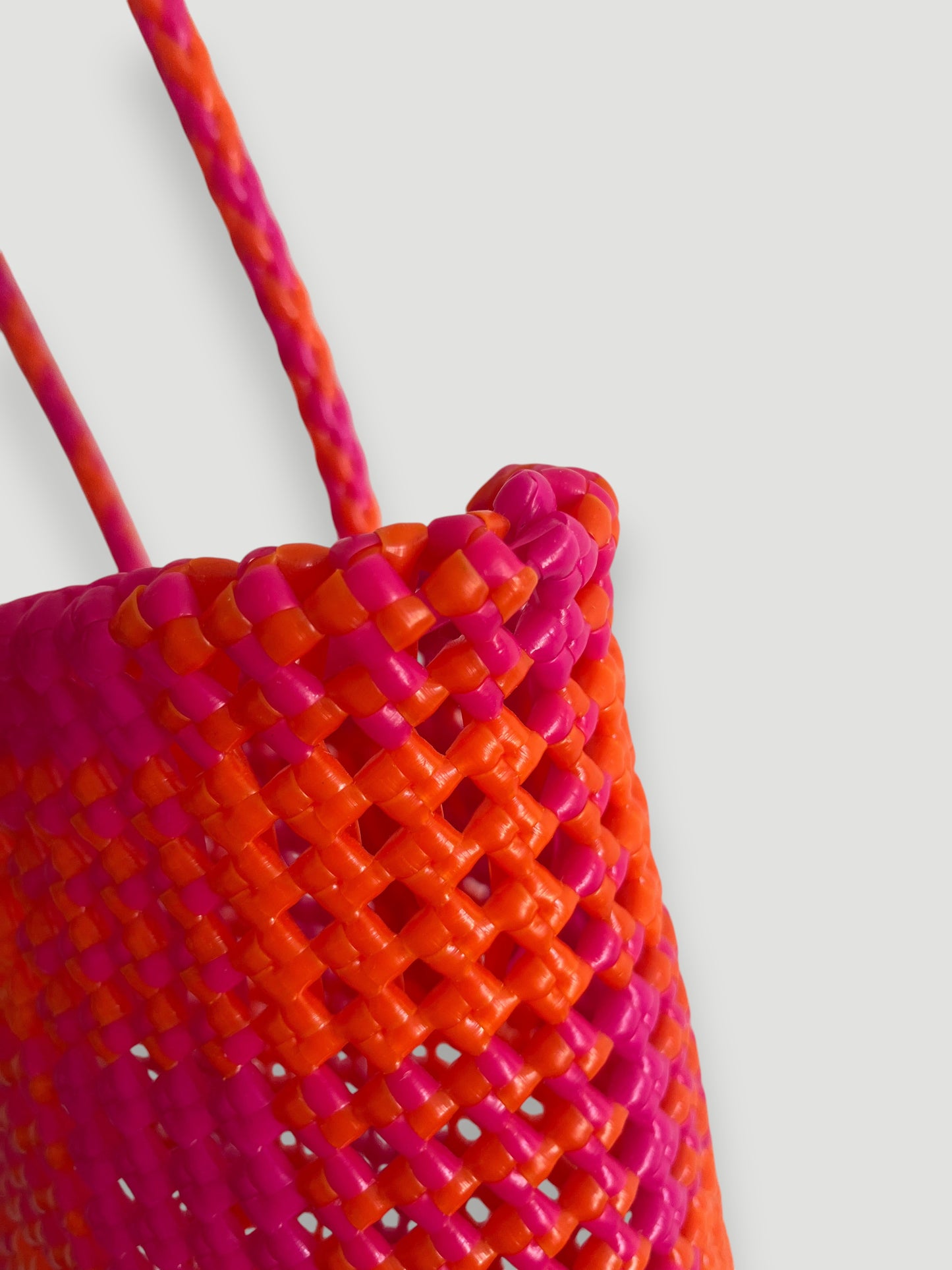 N°97S bis - SAC PANIER IMPARFAIT - PETIT - rose foncé & orange