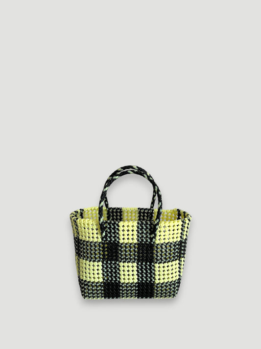 No. 34M bis - HAND-BRAIDSTRED BASKET BAG - MEDIUM - black &amp; ecru