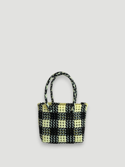 N°34XS - SAC PANIER TRESSÉ MAIN - MINI - noir & écru