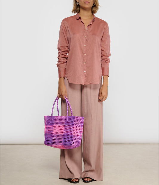 N°10M - SAC CABAS TRESSÉ MAIN - MOYEN - rose clair & violet